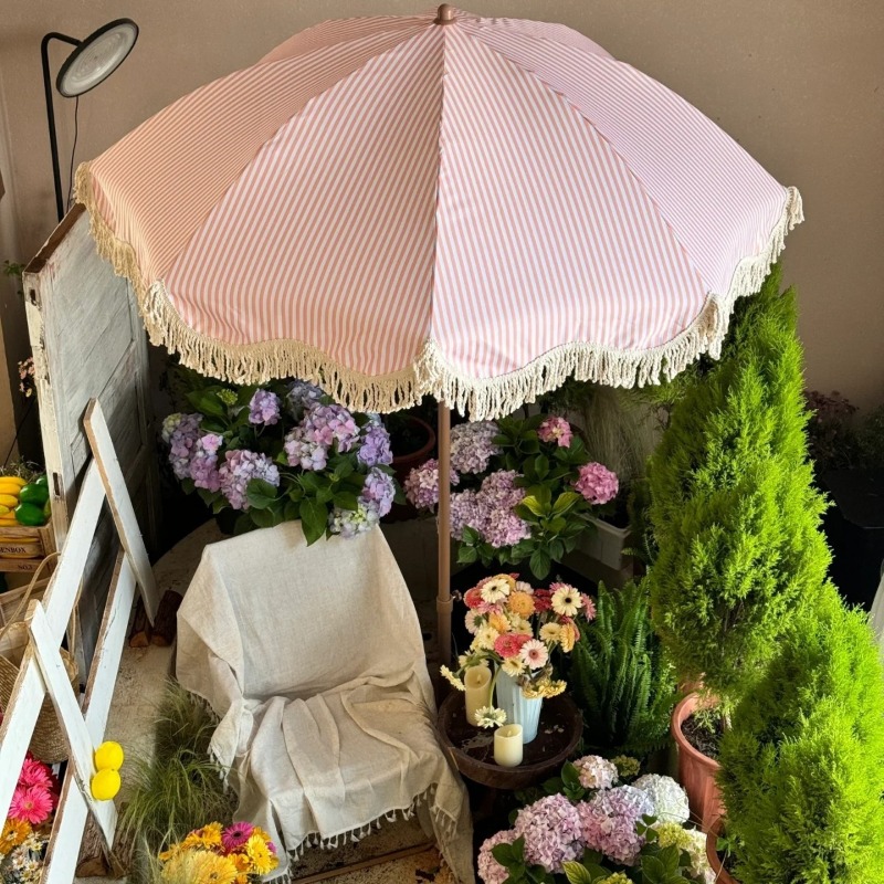 Gardening Tools Pink - Guarda-Sol de Jardim Listrado Rosa ZBN,