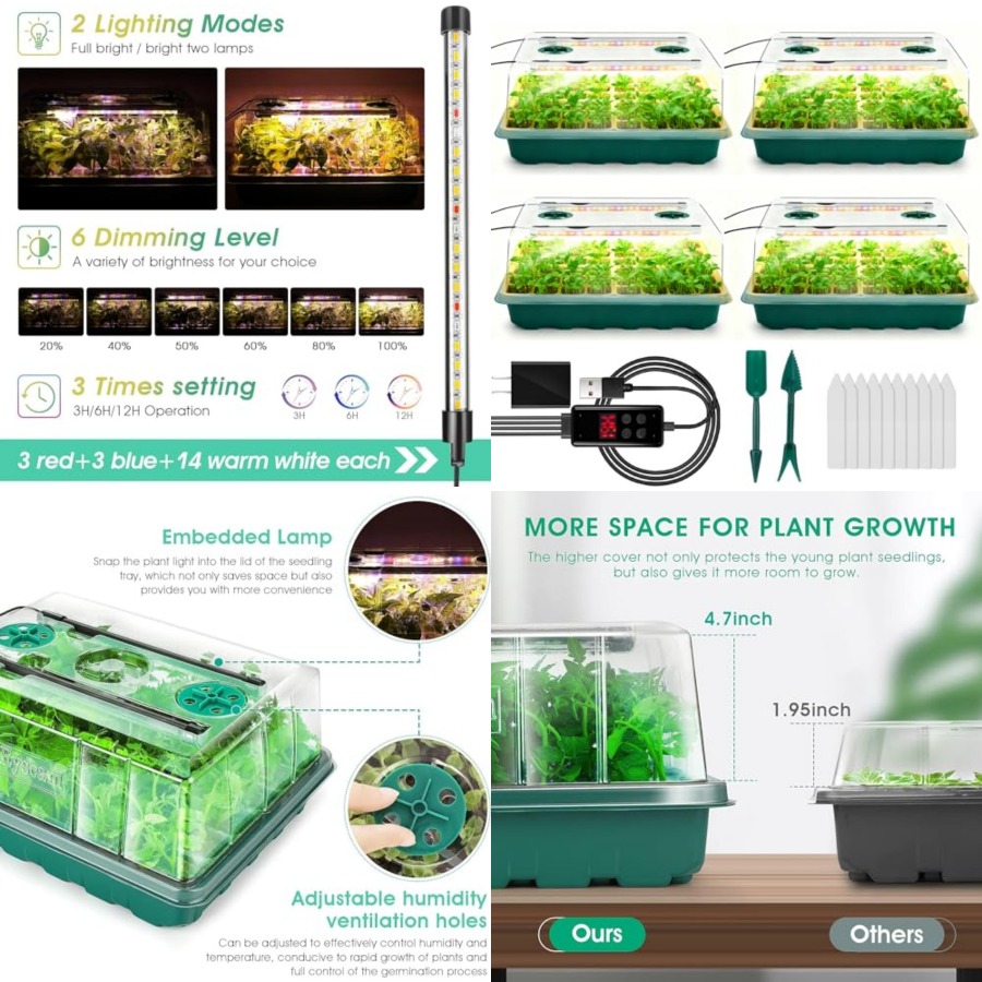 Seed Starter Trays - Bandeja de Germinação com Luz de