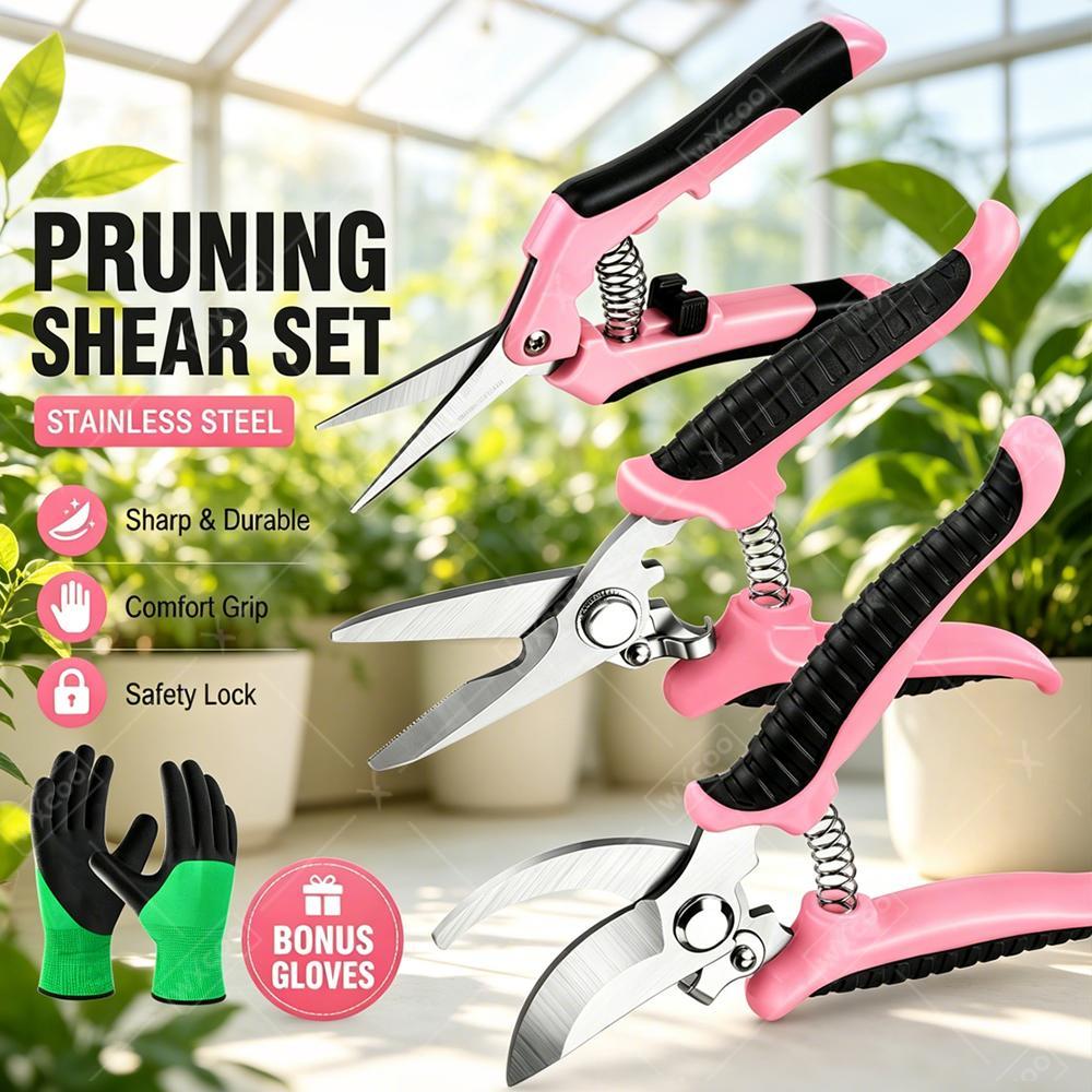 Tesoura de Poda para Jardim e  - Gardening Tools Pink avaliação e preço