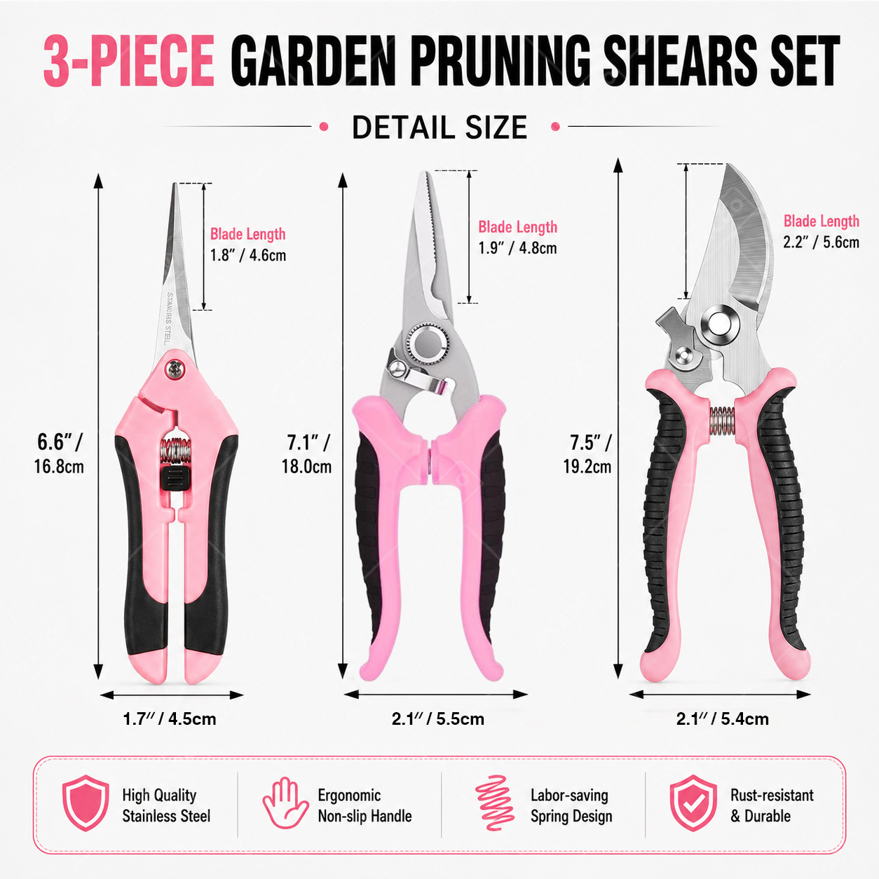 Tesoura de Poda para Jardim e  - Gardening Tools Pink avaliação e preço